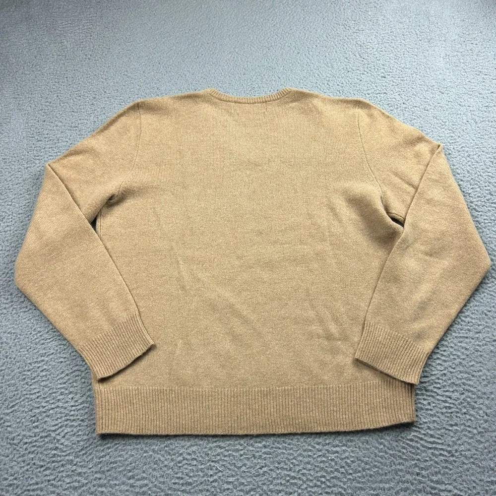 Polo Ralph Lauren Sweater Mens Large Brown 100% Lambswool V Neck Preppy